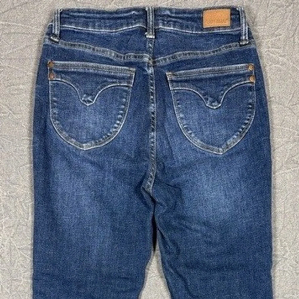 Judy Blue High Rise Skinny Jeans Dark Wash Raw Hem JB88527 DK-CO Women Size 5/27 - Picture 5 of 10
